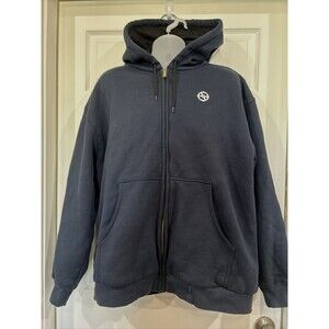 CornerStone Heavyweight Full-Zip Hooded Work Jacket Knit Navy Blue Lined 2XL